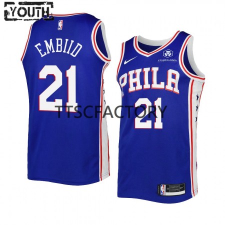 Maillot Basket Philadelphia 76ers Joel Embiid 21 Nike 2022-2023 Icon Edition Royal Swingman - Enfant